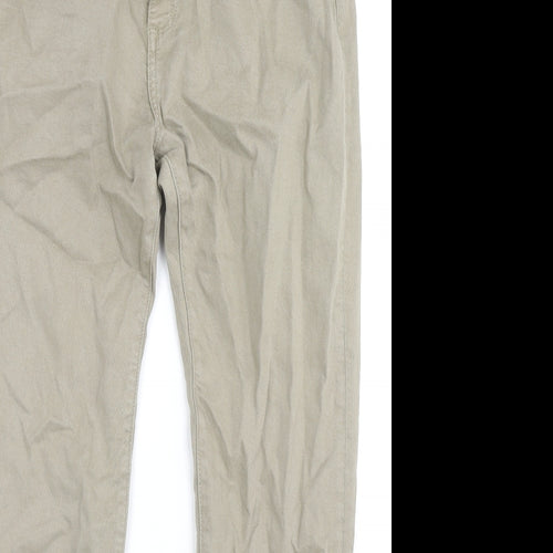 Marks and Spencer Mens Beige Cotton Straight Jeans Size 36 in L33 in Regular Zip