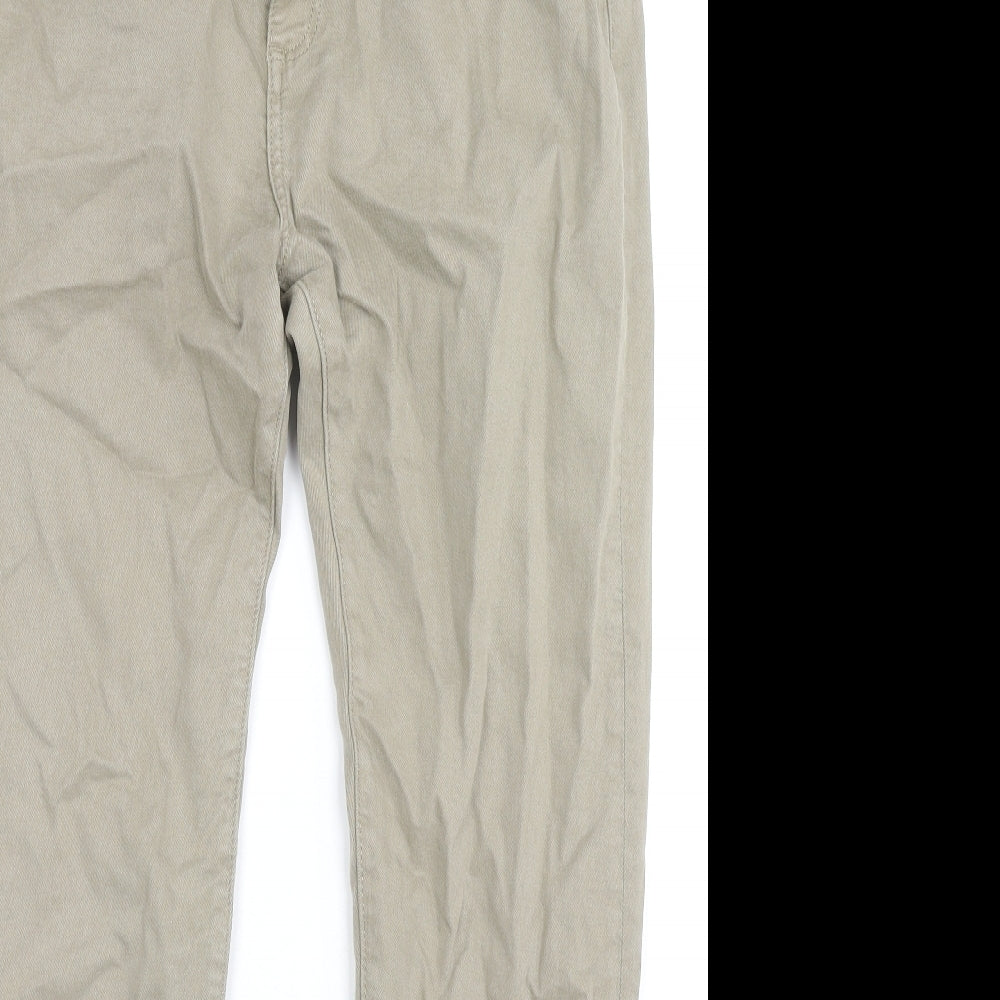 Marks and Spencer Mens Beige Cotton Straight Jeans Size 36 in L33 in Regular Zip