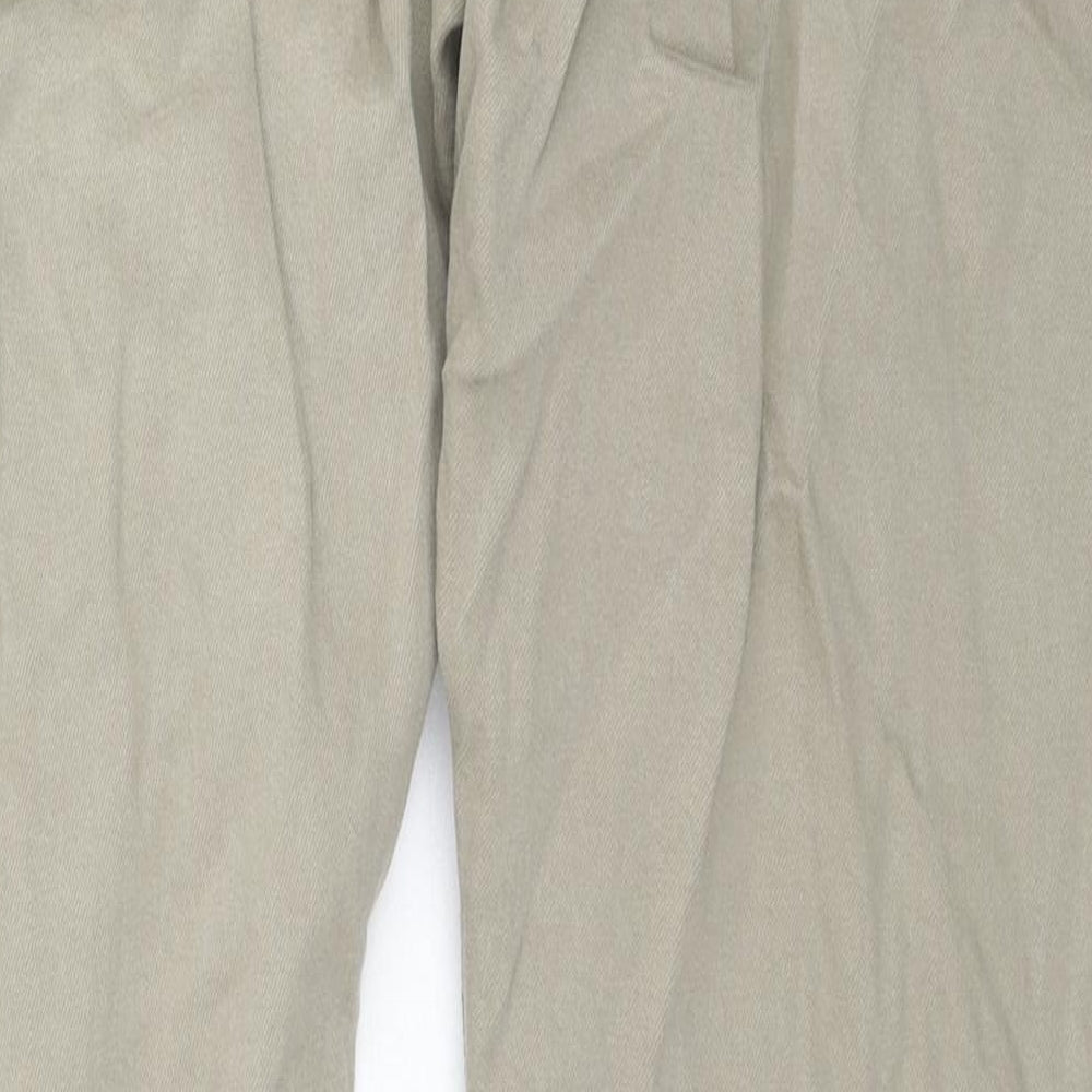 Marks and Spencer Mens Beige Cotton Straight Jeans Size 36 in L33 in Regular Zip