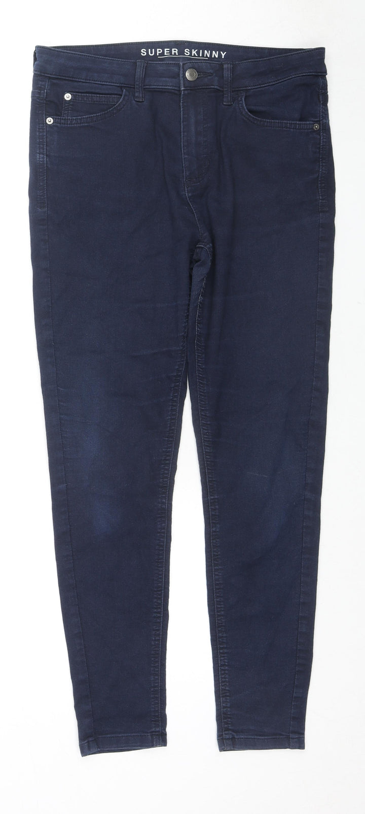 Marks and Spencer Womens Blue Cotton Skinny Jeans Size 12 L27 in Regular Zip