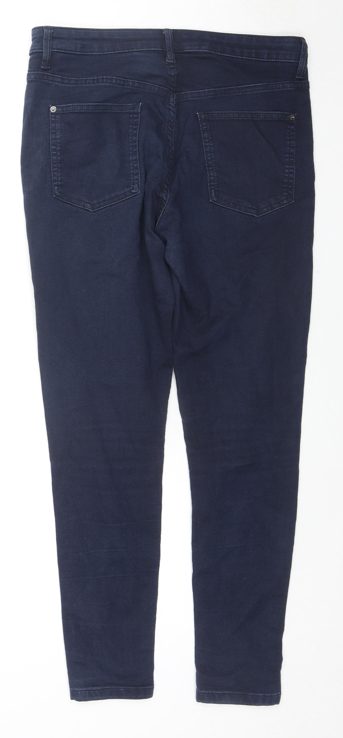 Marks and Spencer Womens Blue Cotton Skinny Jeans Size 12 L27 in Regular Zip