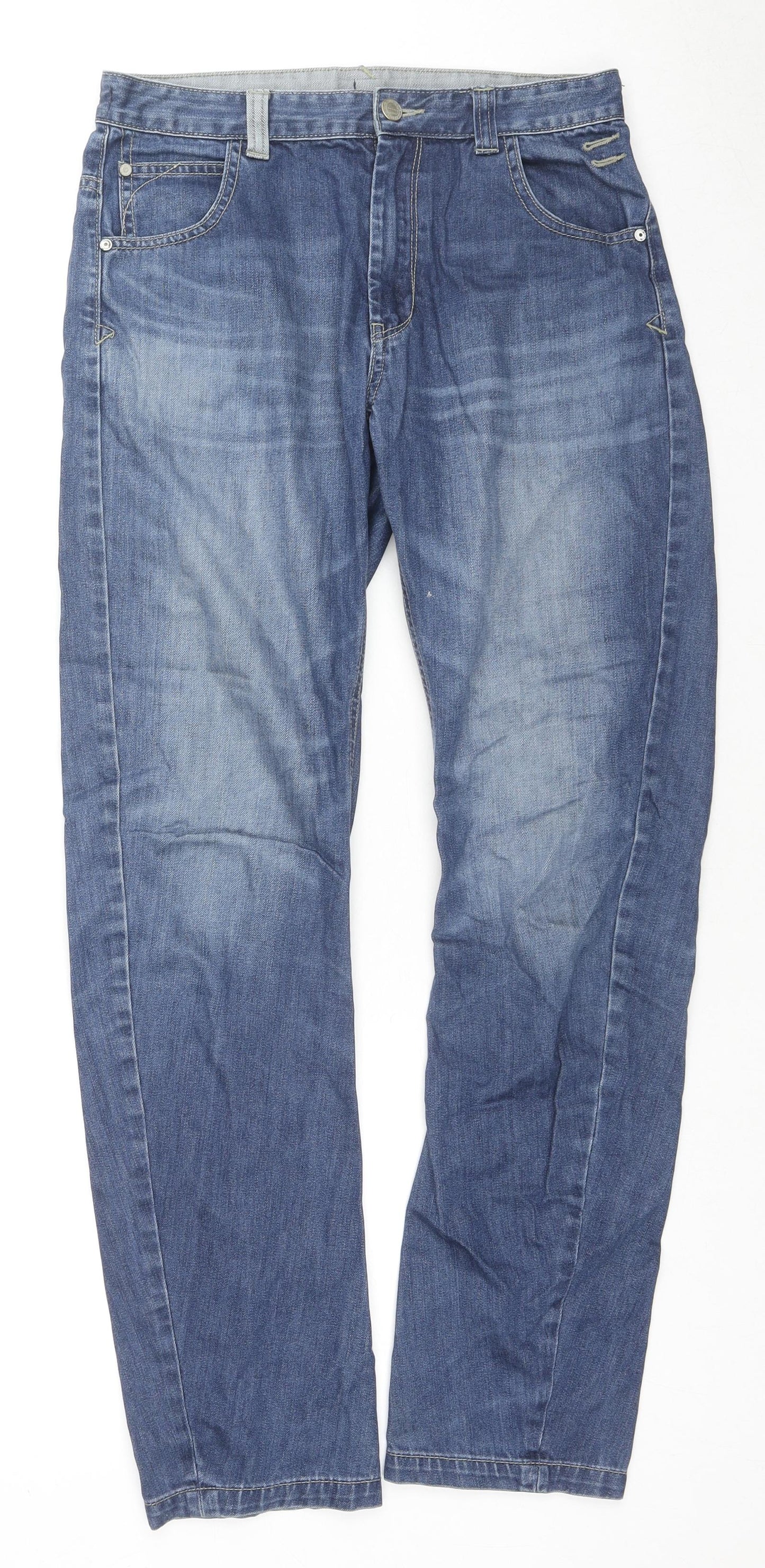 George Boys Blue Cotton Straight Jeans Size 13-14 Years L28 in Regular Zip