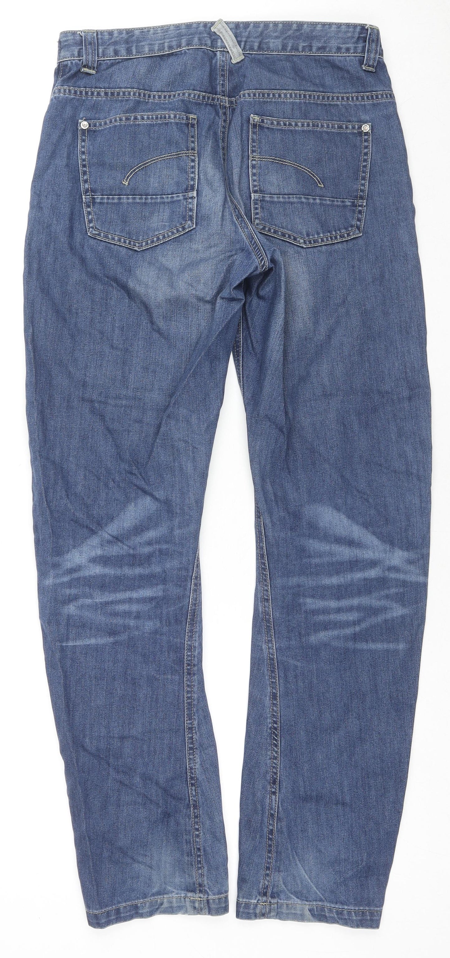 George Boys Blue Cotton Straight Jeans Size 13-14 Years L28 in Regular Zip