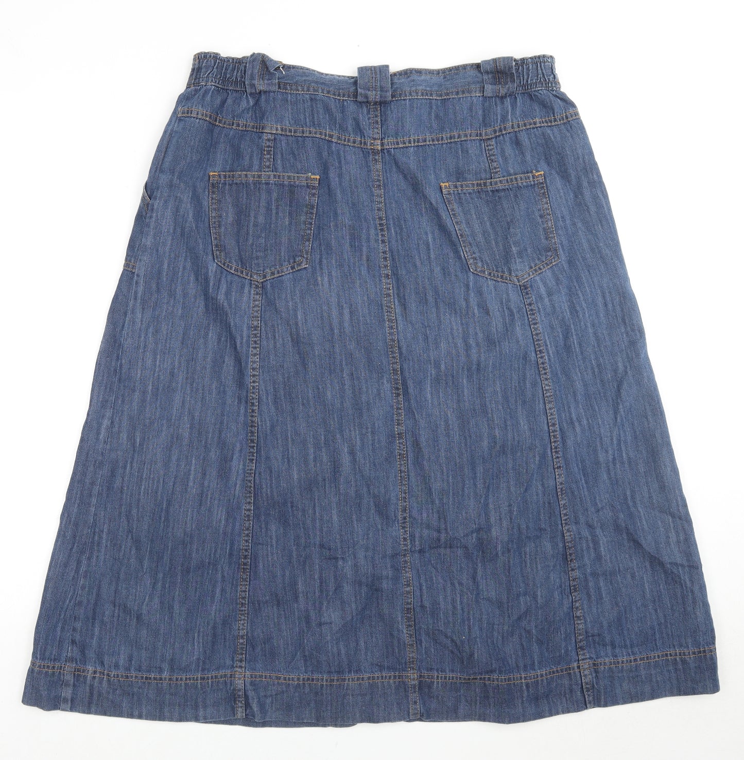 Anthology Womens Blue Cotton A-Line Skirt Size 16 Zip