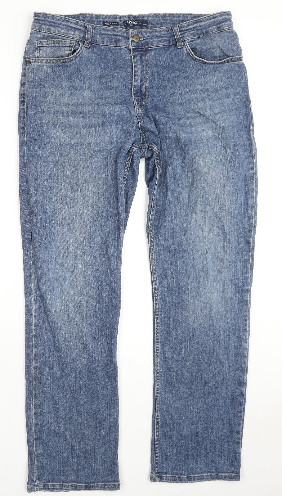 LCW Mens Blue Cotton Straight Jeans Size 34 in L30 in Regular Zip