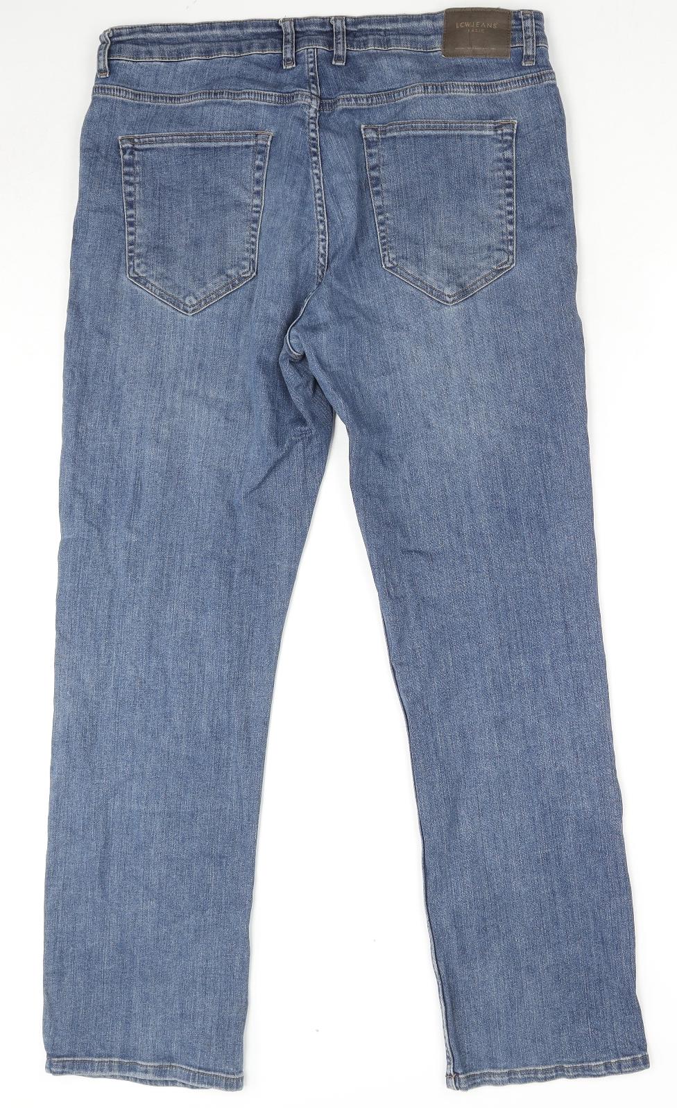 LCW Mens Blue Cotton Straight Jeans Size 34 in L30 in Regular Zip