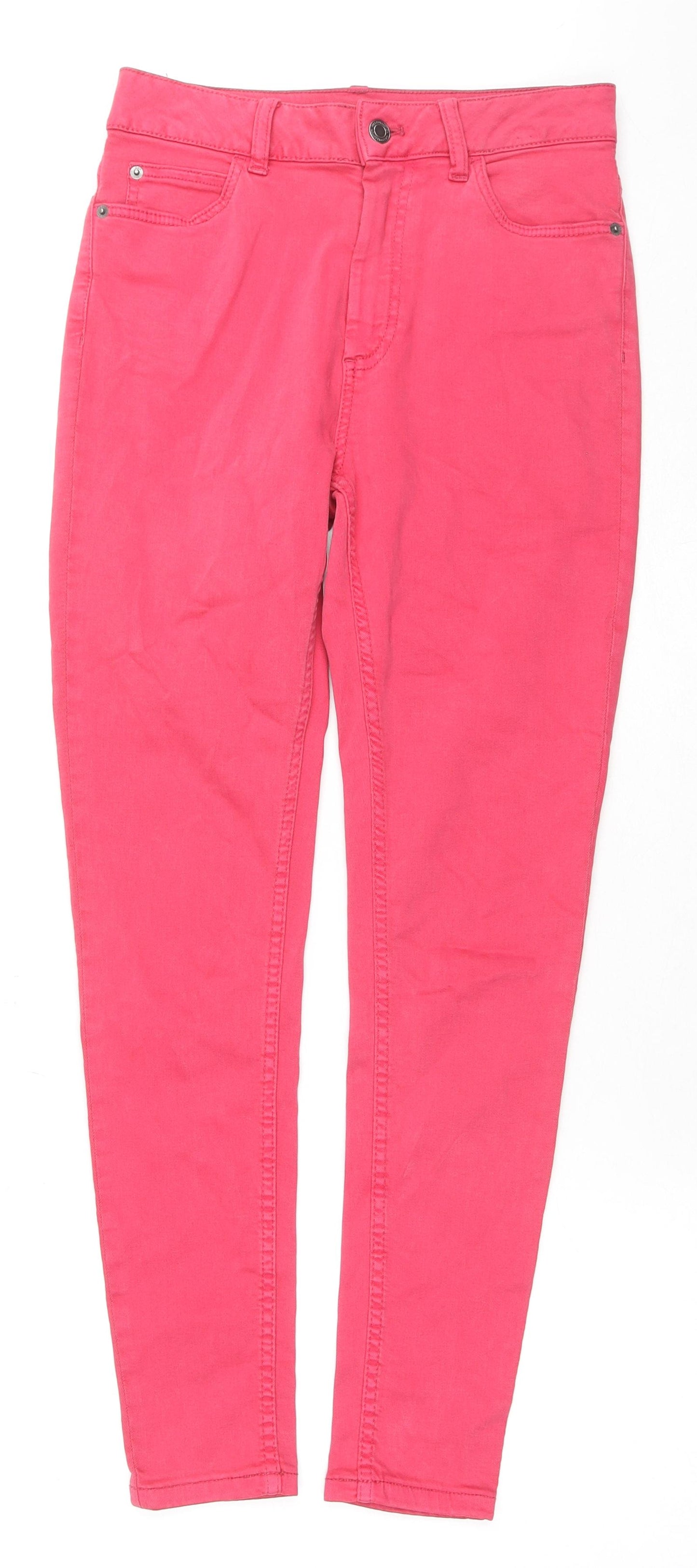 Marks and Spencer Womens Pink Cotton Skinny Jeans Size 10 L27 in Regular Zip