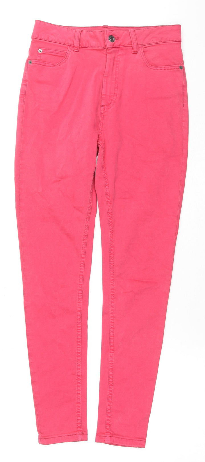 Marks and Spencer Womens Pink Cotton Skinny Jeans Size 10 L27 in Regular Zip