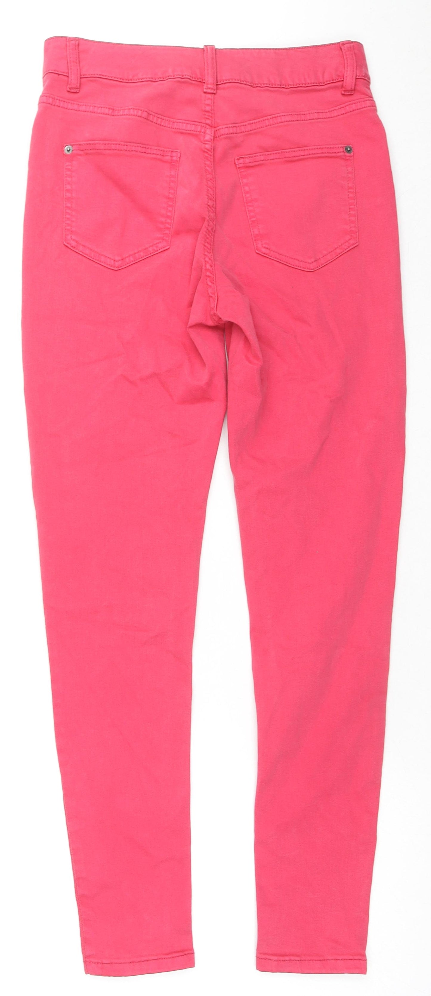 Marks and Spencer Womens Pink Cotton Skinny Jeans Size 10 L27 in Regular Zip