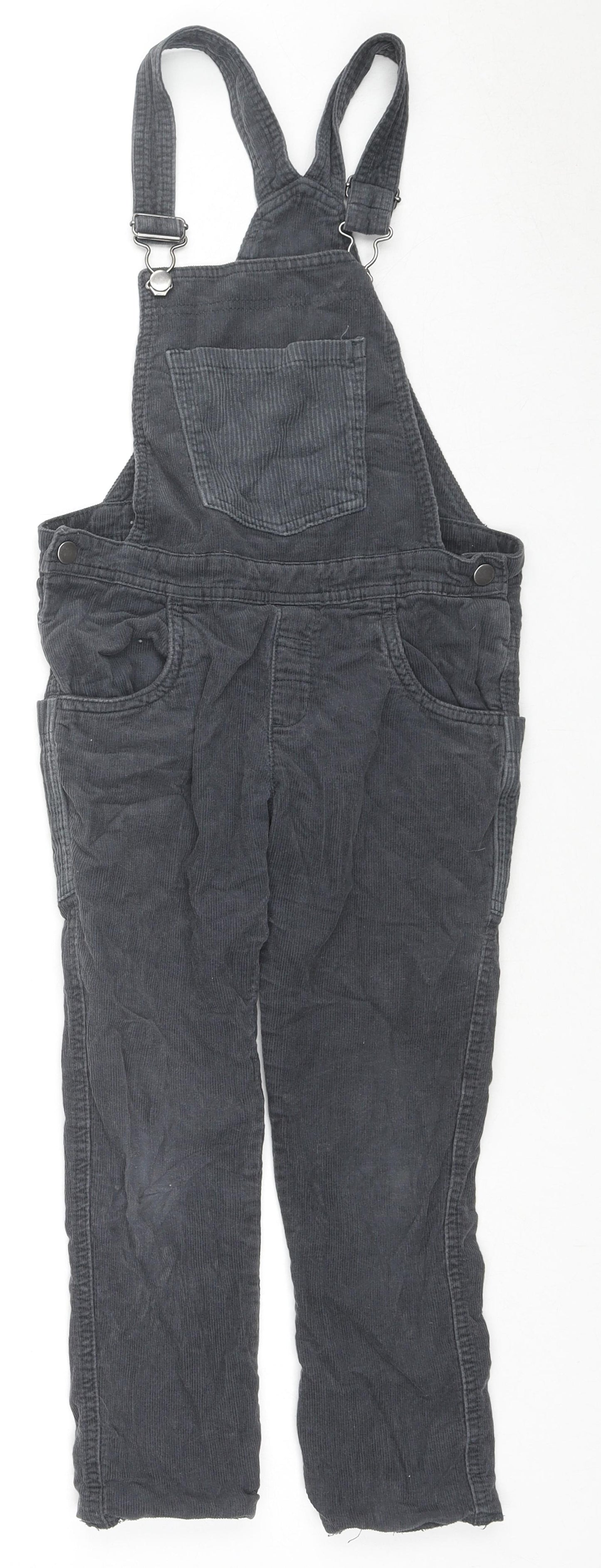 Nutmeg Boys Grey Cotton Dungarees Trousers Size 6-7 Years Regular Button