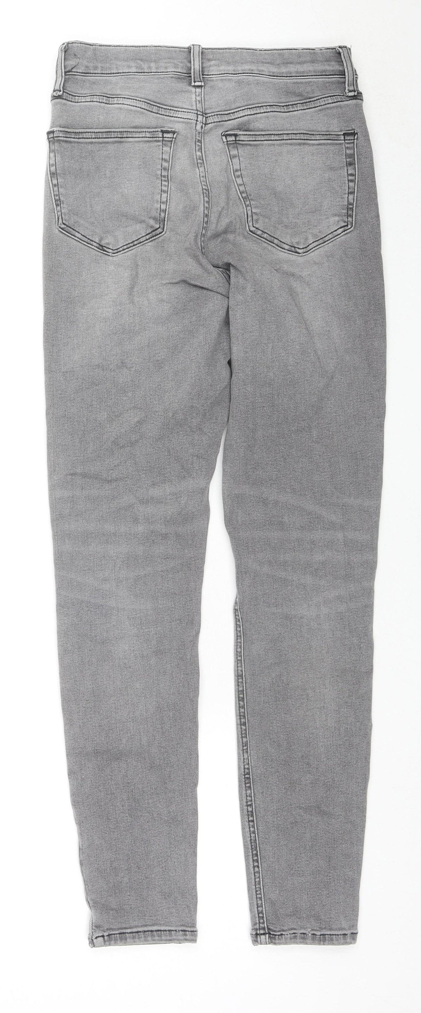 Topshop Womens Grey Cotton Skinny Jeans Size 26 L32 in Regular Zip