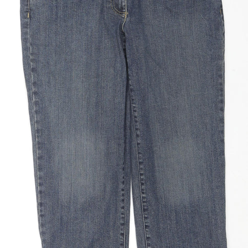 Ann Taylor Womens Blue Cotton Straight Jeans Size 6 L22 in Slim Zip