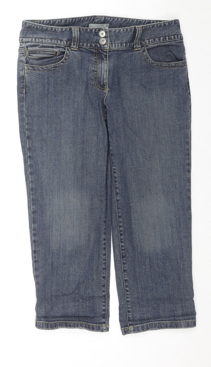 Ann Taylor Womens Blue Cotton Straight Jeans Size 6 L22 in Slim Zip