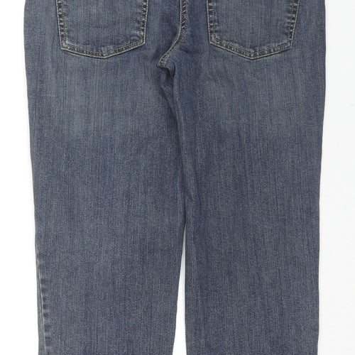 Ann Taylor Womens Blue Cotton Straight Jeans Size 6 L22 in Slim Zip