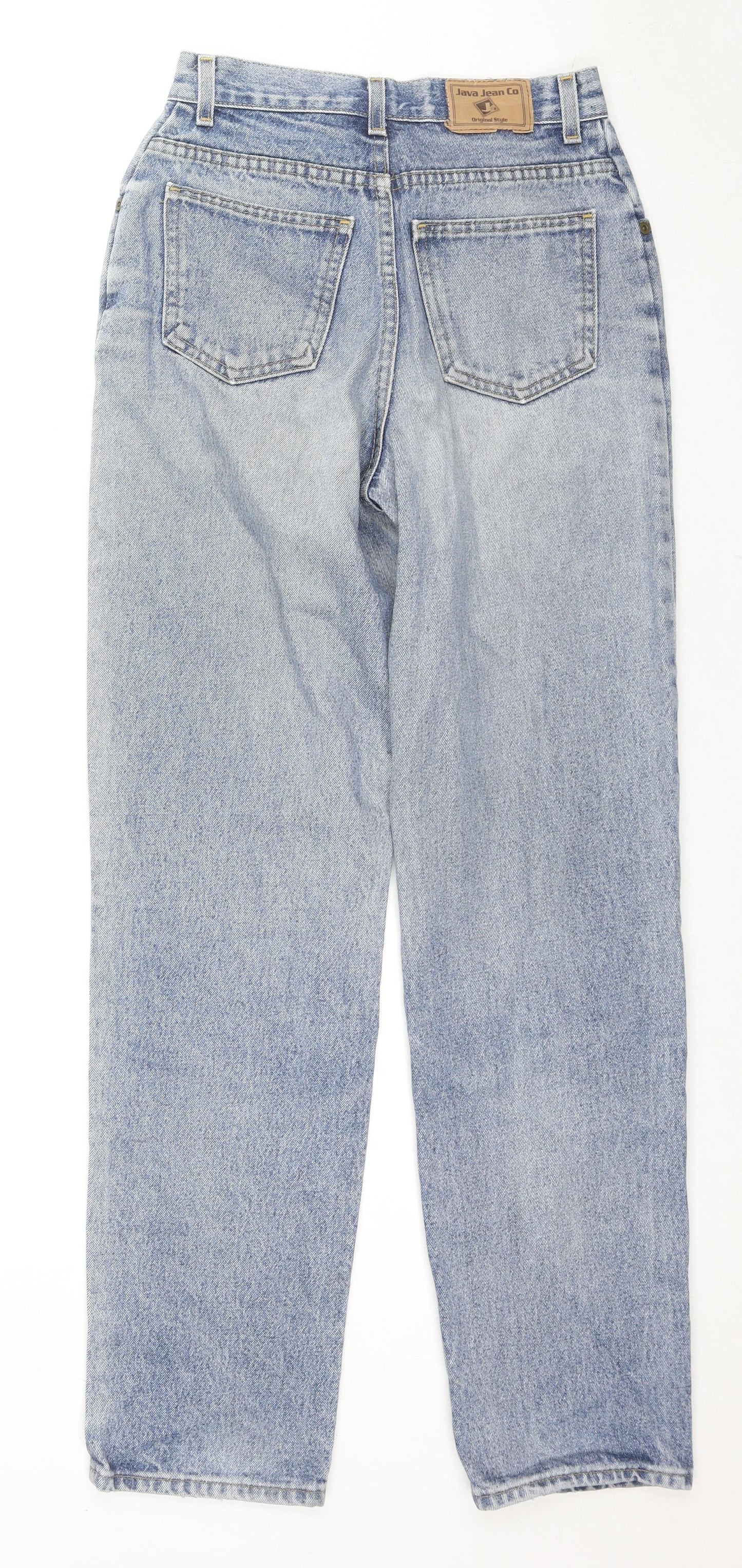 JAVA Womens Blue Cotton Straight Jeans Size 10 L30 in Regular Zip