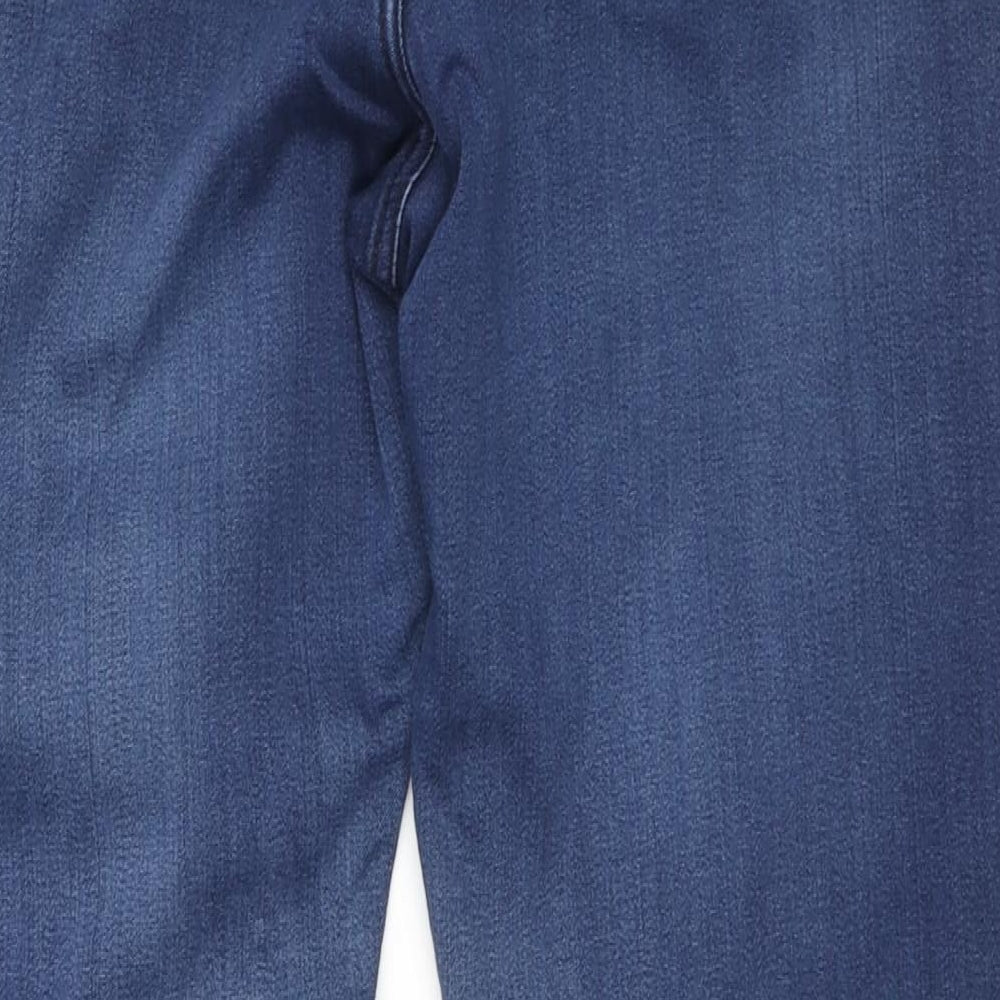 Marks and Spencer Womens Blue Cotton Straight Jeans Size 18 L27 in Regular Zip