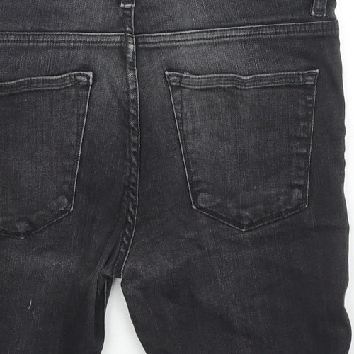 River Island Mens Black Cotton Bermuda Shorts Size 32 in L7 in Regular Zip - Customized Shorts