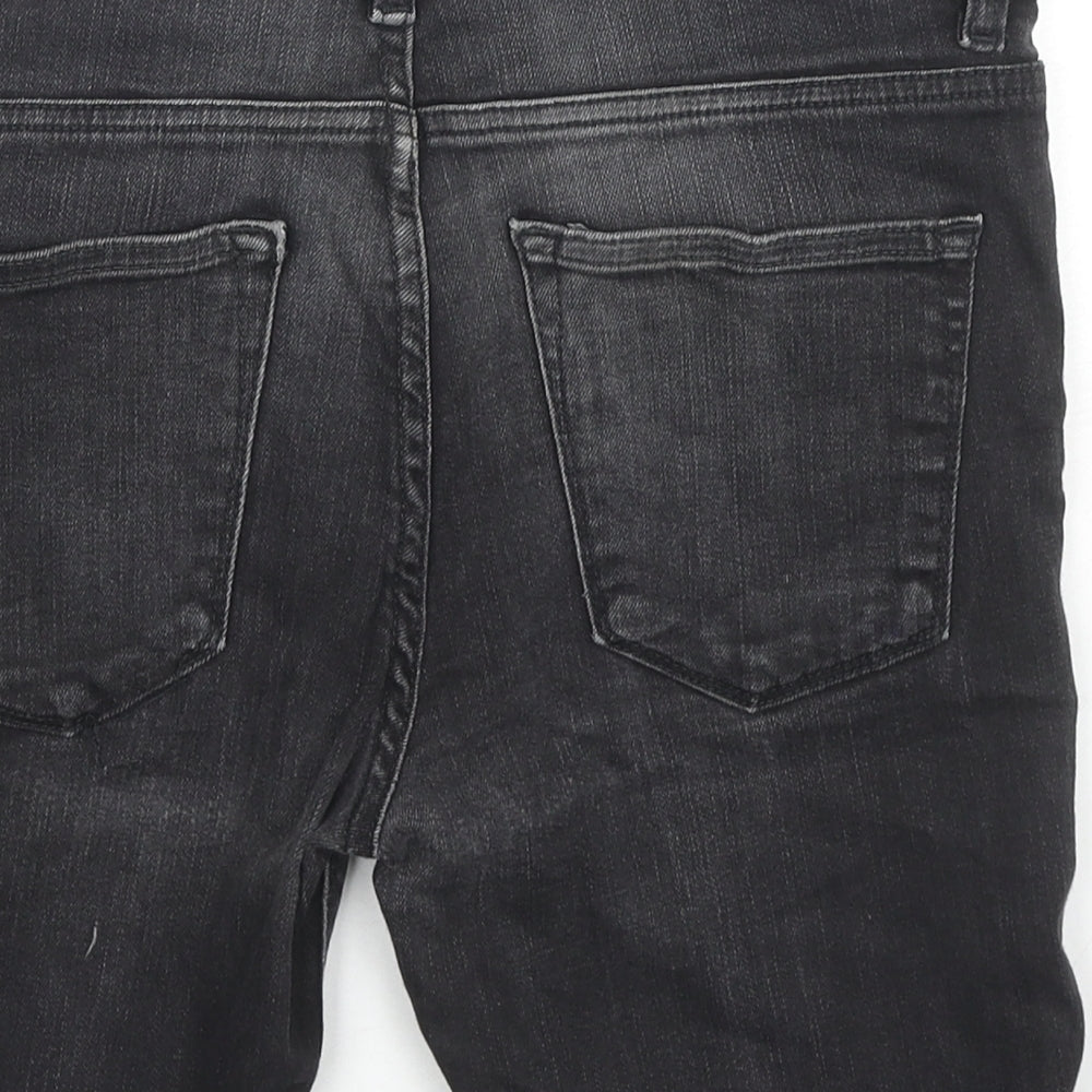 River Island Mens Black Cotton Bermuda Shorts Size 32 in L7 in Regular Zip - Customized Shorts