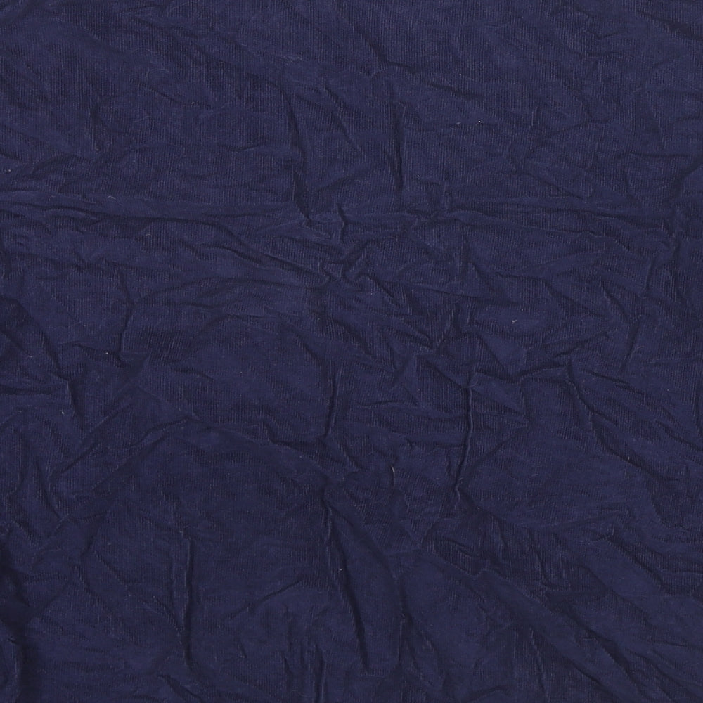 Lands' End Womens Blue Cotton Basic Blouse Size M Round Neck