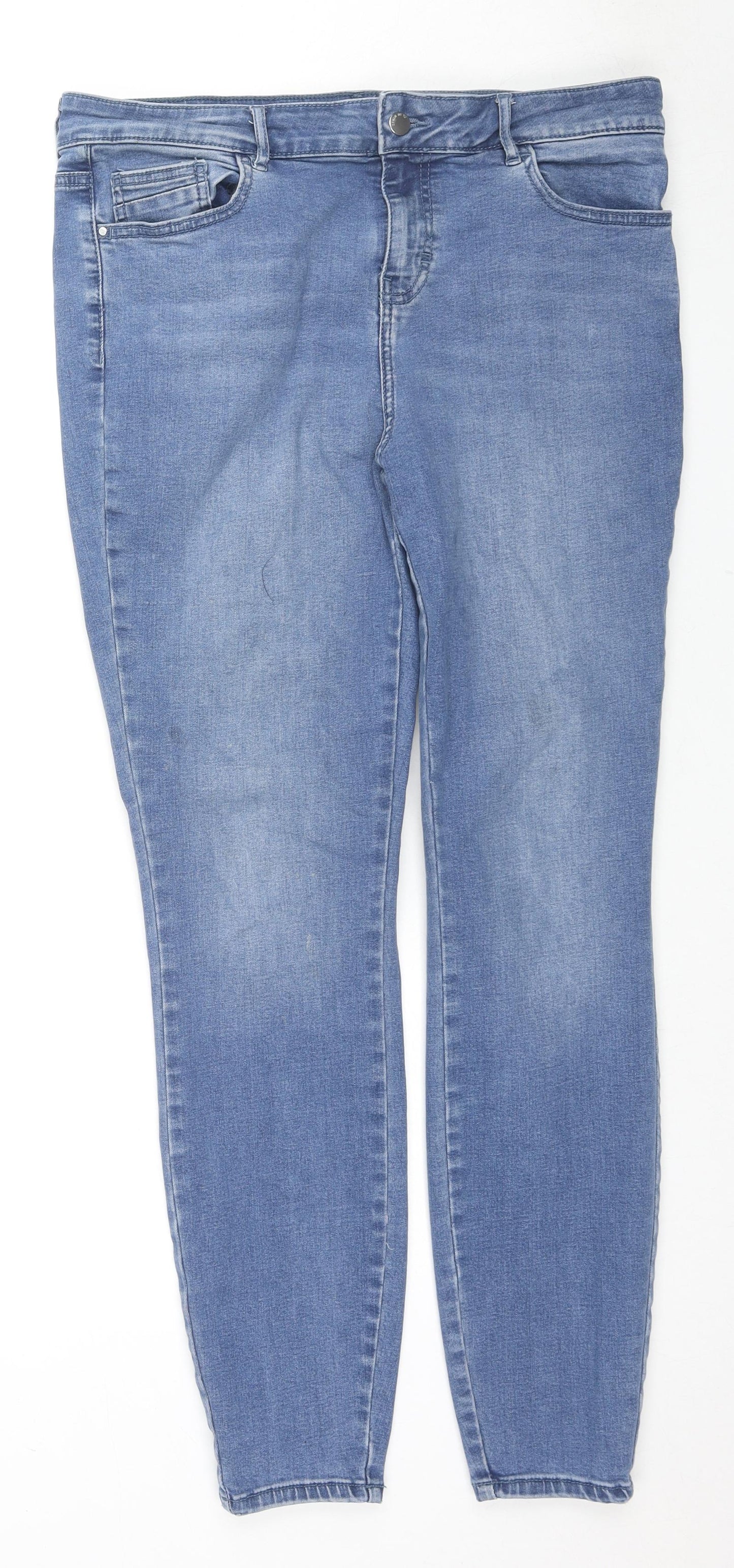 TU Womens Blue Cotton Skinny Jeans Size 16 L29 in Regular Zip