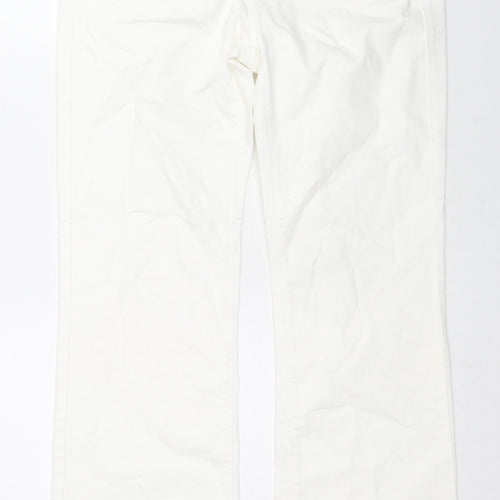 Oasis Womens White Cotton Straight Jeans Size 12 L31 in Regular Zip