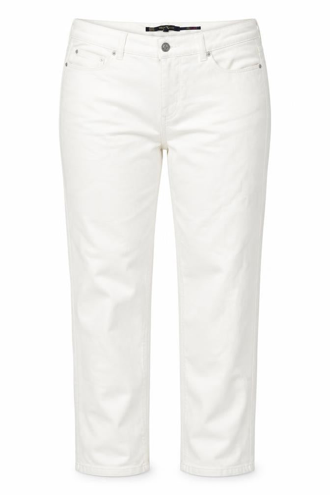 Oasis Womens White Cotton Straight Jeans Size 12 L31 in Regular Zip