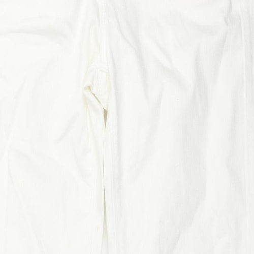 Oasis Womens White Cotton Straight Jeans Size 12 L31 in Regular Zip