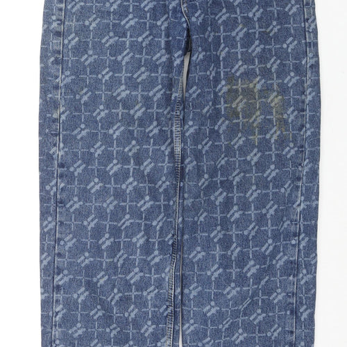 BDG Womens Blue Geometric Cotton Boyfriend Jeans Size 27 in L31 in Regular Zip
