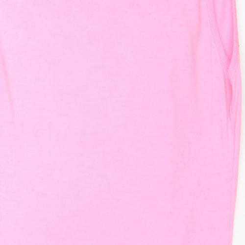 Jane Norman Womens Pink Polyester Basic Tank Size 12 Cowl Neck - Leopard Print