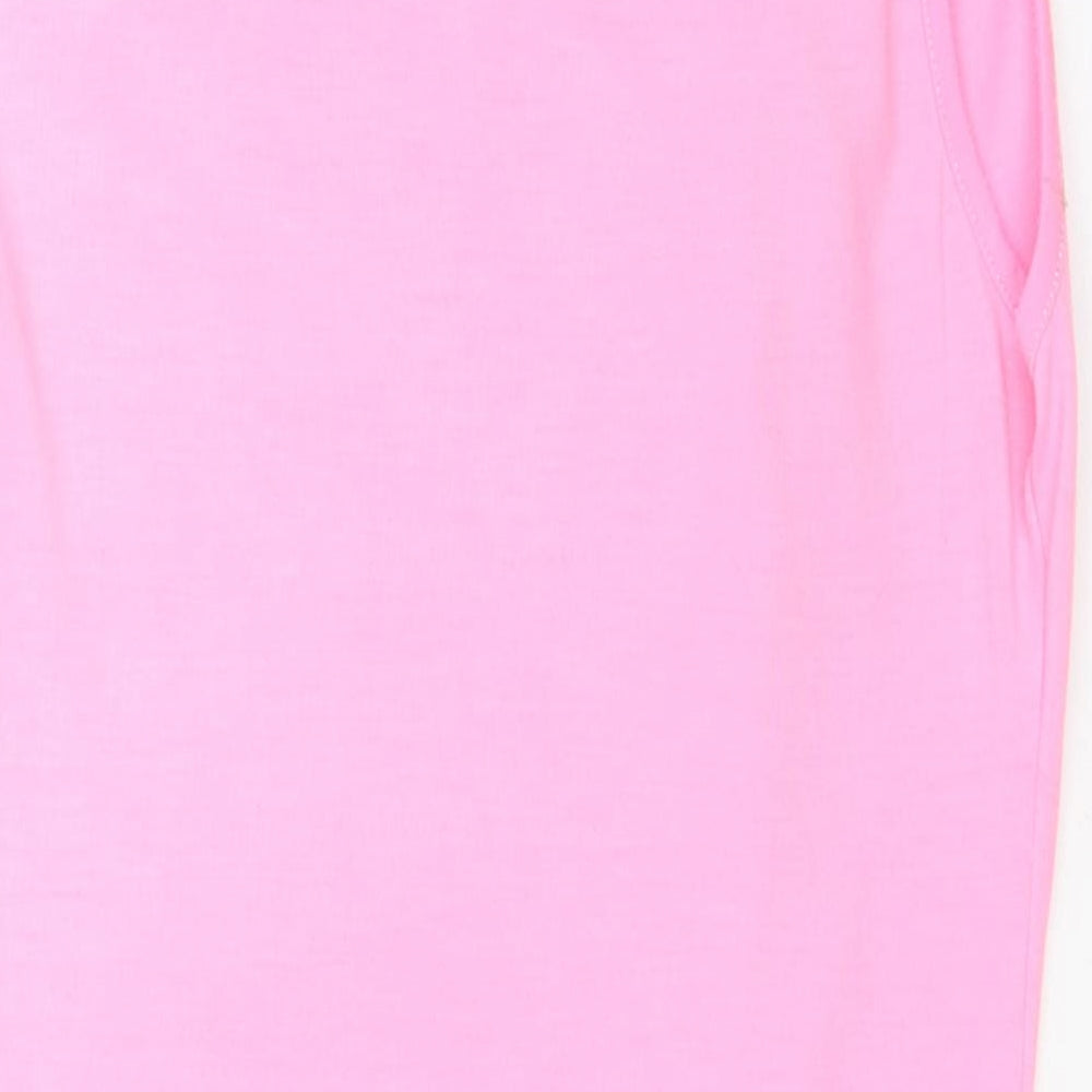 Jane Norman Womens Pink Polyester Basic Tank Size 12 Cowl Neck - Leopard Print