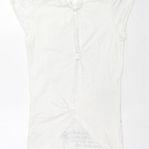 Dorothy Perkins Womens White Cotton Basic Tank Size 10 Scoop Neck - Fashion Modern Woman, Sequin Detain, Cut Out Back