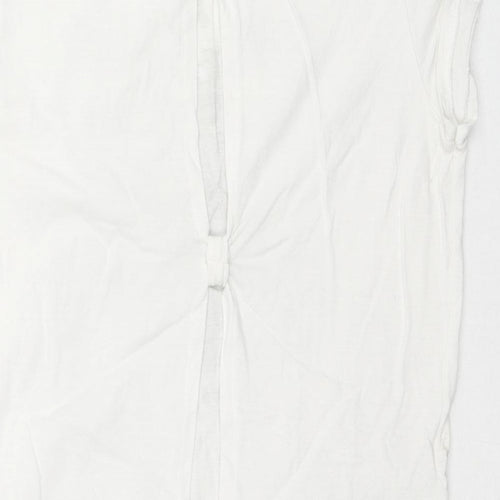 Dorothy Perkins Womens White Cotton Basic Tank Size 10 Scoop Neck - Fashion Modern Woman, Sequin Detain, Cut Out Back