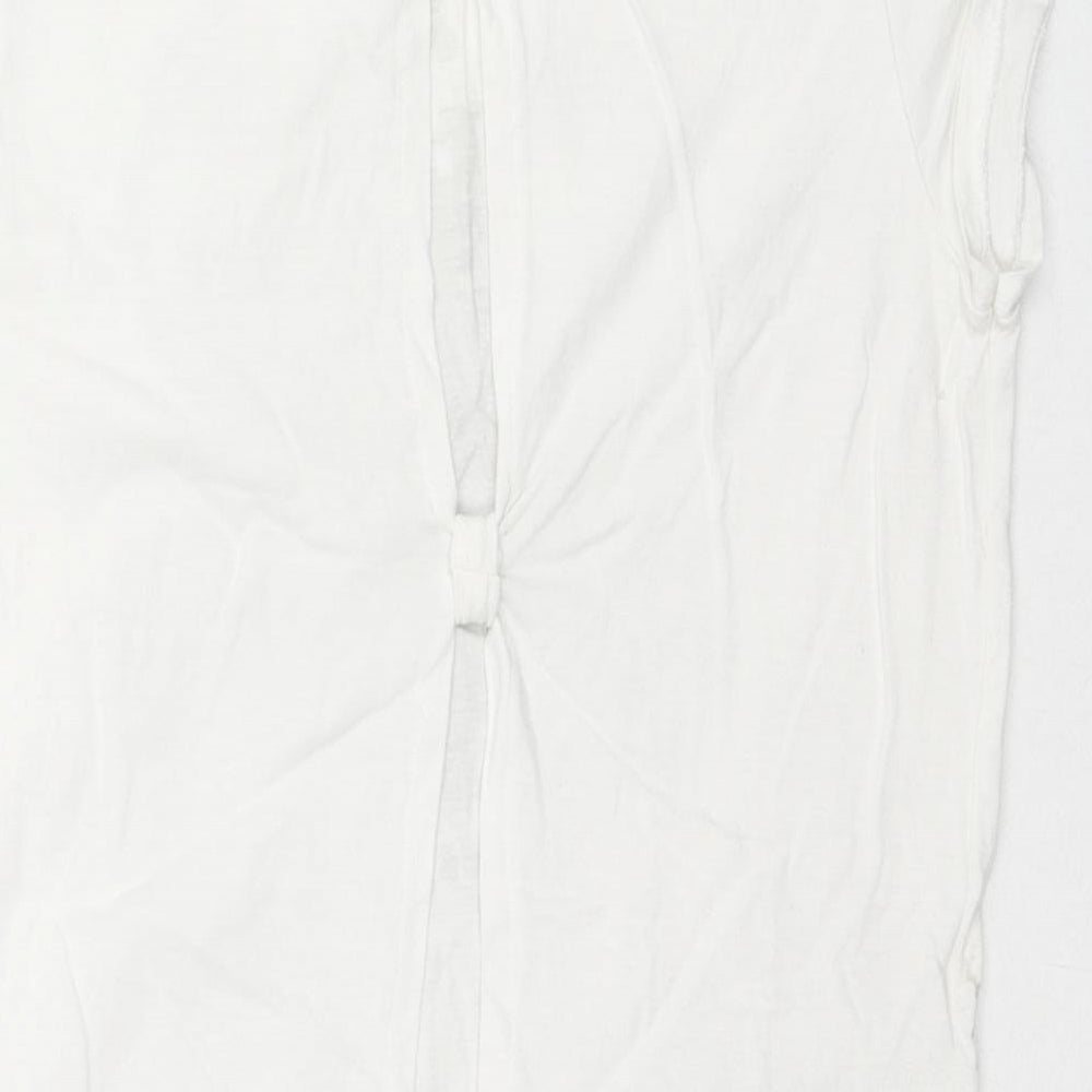 Dorothy Perkins Womens White Cotton Basic Tank Size 10 Scoop Neck - Fashion Modern Woman, Sequin Detain, Cut Out Back