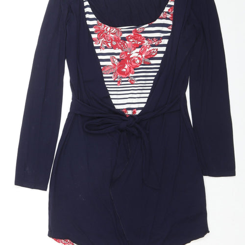 Jane Norman Womens Multicoloured Floral Viscose Basic Blouse Size 12 Scoop Neck - Cardigan Effect