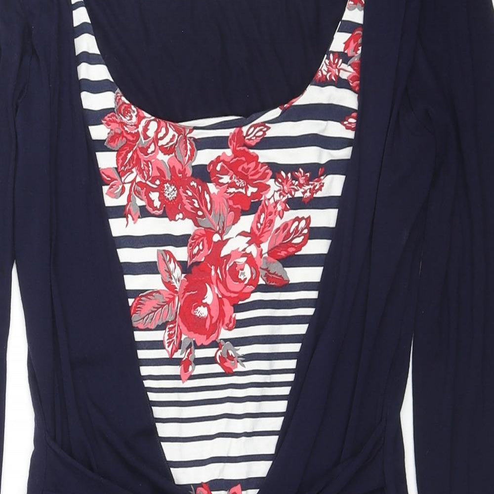 Jane Norman Womens Multicoloured Floral Viscose Basic Blouse Size 12 Scoop Neck - Cardigan Effect