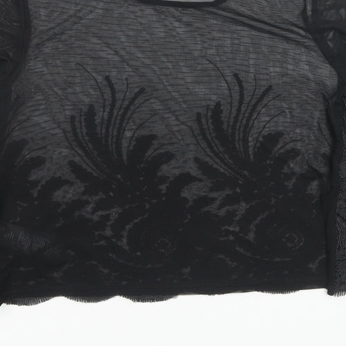 New Look Womens Black Geometric Polyester Basic Blouse Size 12 Round Neck