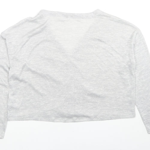 H&M Womens Grey V-Neck Polyester Cardigan Jumper Size M