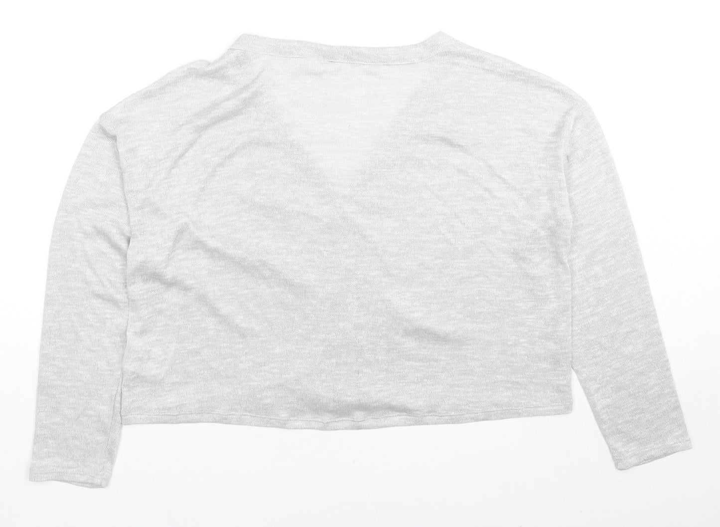 H&M Womens Grey V-Neck Polyester Cardigan Jumper Size M