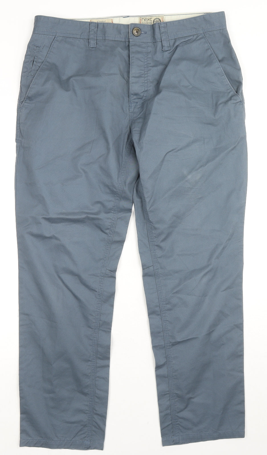 NEXT Mens Blue Cotton Trousers Size 34 in L30 in Regular Button