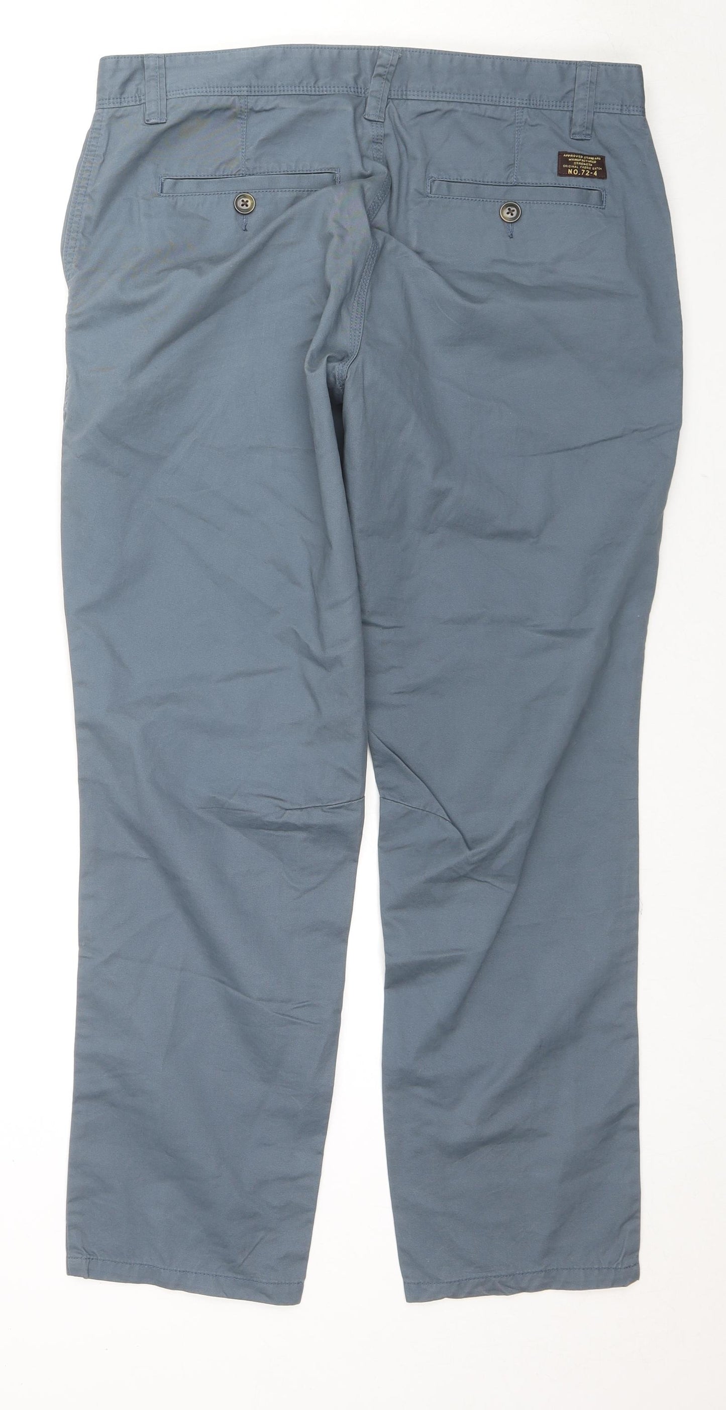 NEXT Mens Blue Cotton Trousers Size 34 in L30 in Regular Button