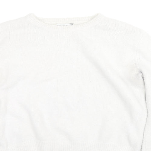 Bershka Womens Ivory Round Neck Polyester Pullover Jumper Size M