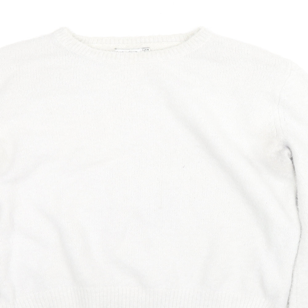 Bershka Womens Ivory Round Neck Polyester Pullover Jumper Size M