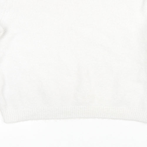 Bershka Womens Ivory Round Neck Polyester Pullover Jumper Size M