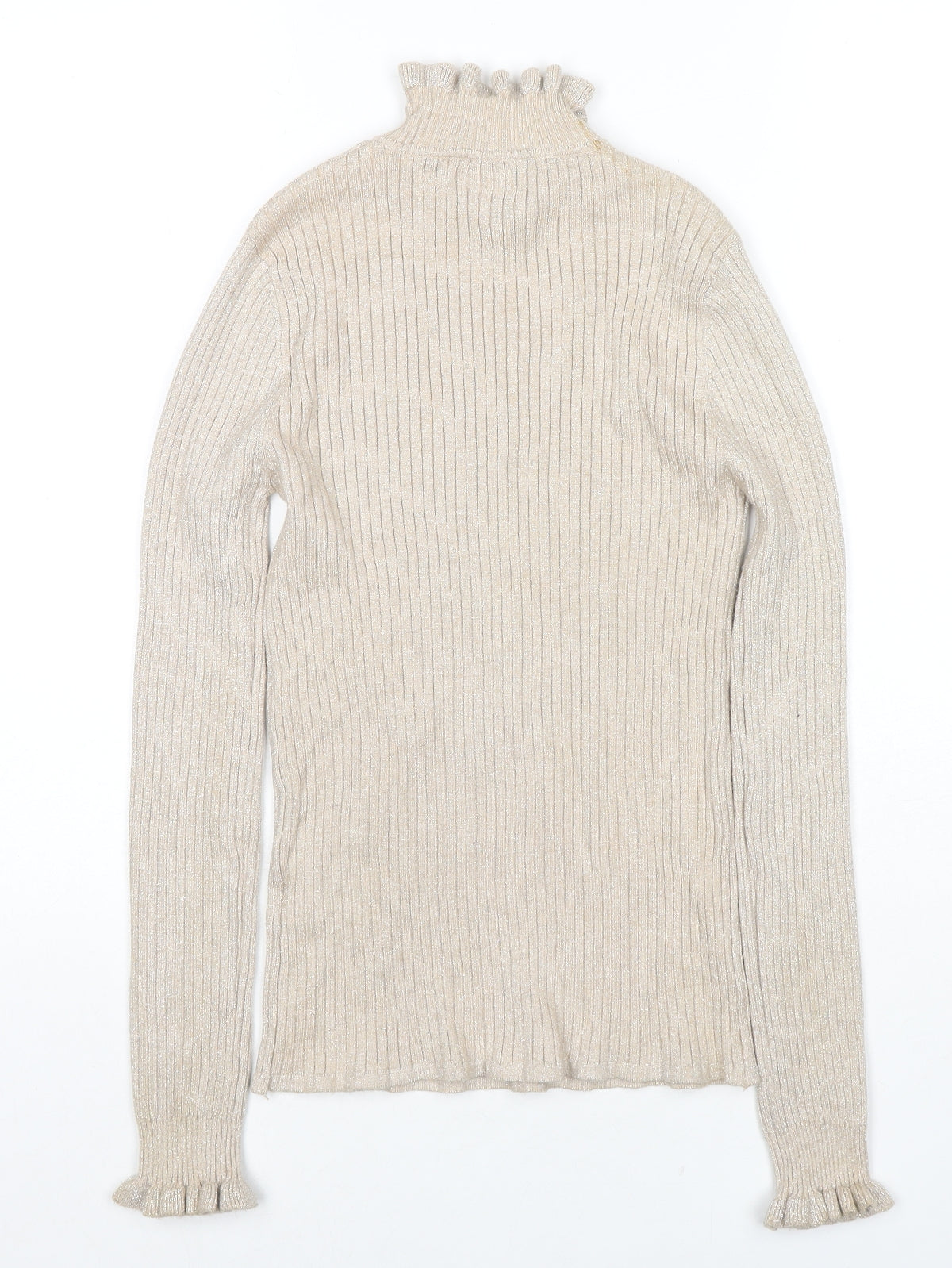 CC Fashion Womens Beige High Neck Viscose Pullover Jumper Size S