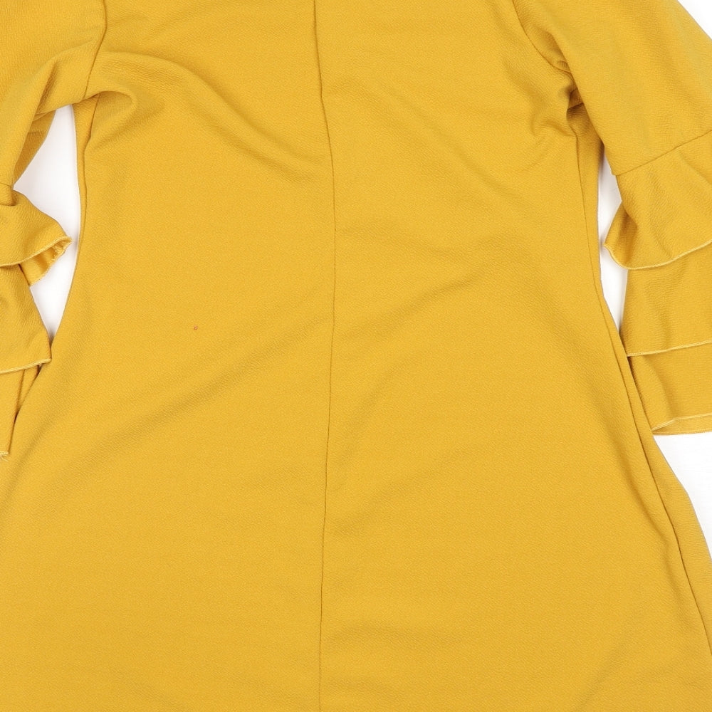 Olivia Mathews Womens Yellow Cotton A-Line Size M V-Neck Pullover