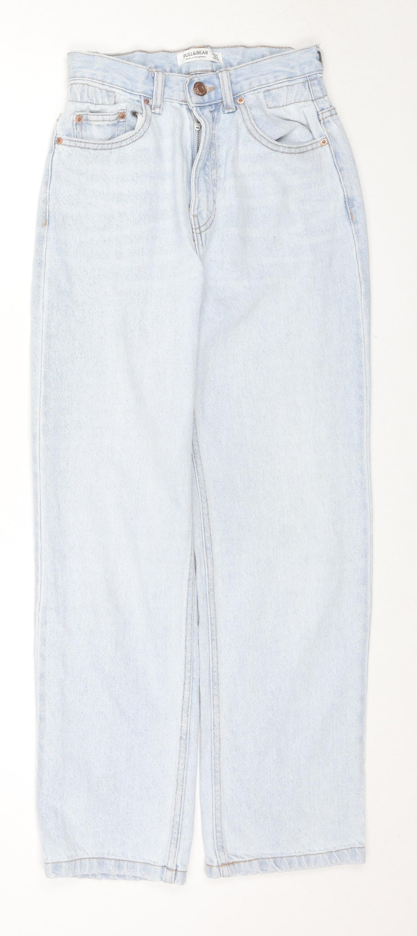 Pull&Bear Womens Blue Cotton Straight Jeans Size 4 L26 in Regular Zip