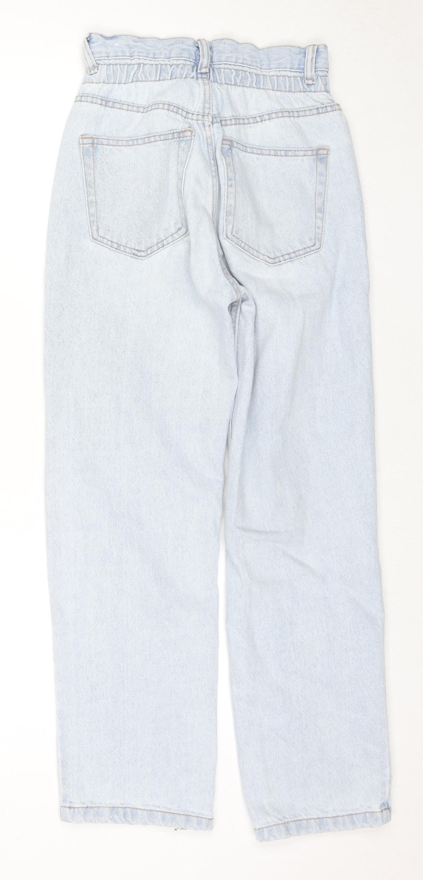 Pull&Bear Womens Blue Cotton Straight Jeans Size 4 L26 in Regular Zip