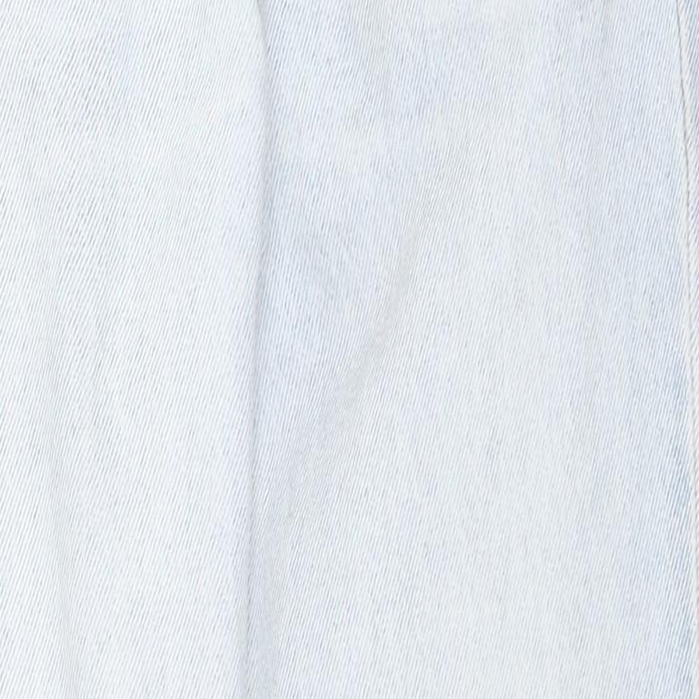 Pull&Bear Womens Blue Cotton Straight Jeans Size 4 L26 in Regular Zip