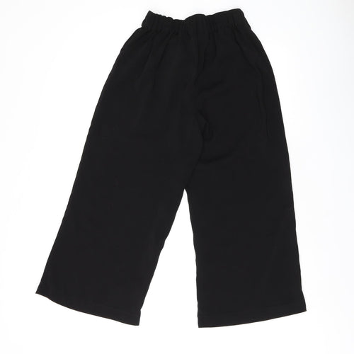 New Look Womens Black Polyester Cropped Trousers Size 6 L21.5 in Regular Drawstring