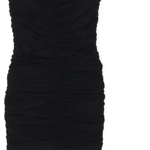 ASOS Womens Black Viscose Bodycon Size 10 Off the Shoulder Pullover